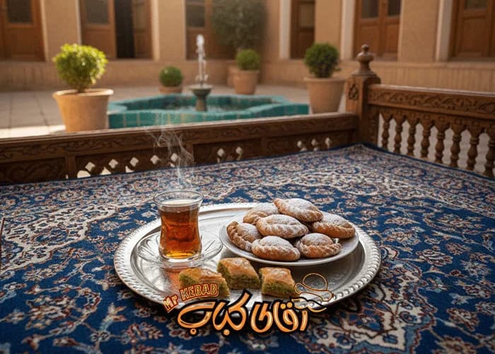 هزینه ها در راهنمای کامل سفر به شهر یزد - پذیرایی با شیرینی های سنتی در هتل سنتی