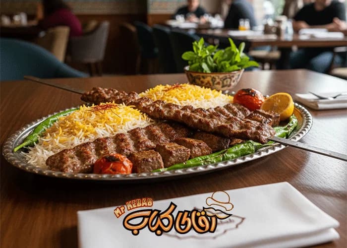 سینی کباب سلطانی، برگ و چنجه در رستوران آقای کباب