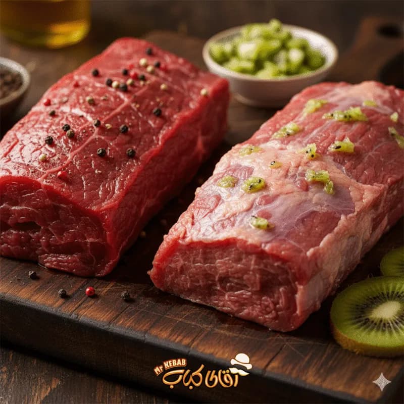 مرینیت گوشت کباب با کیوی