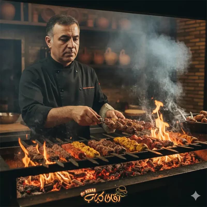 هنر کبابی کردن بهترین رستوران محلی لاهیجان