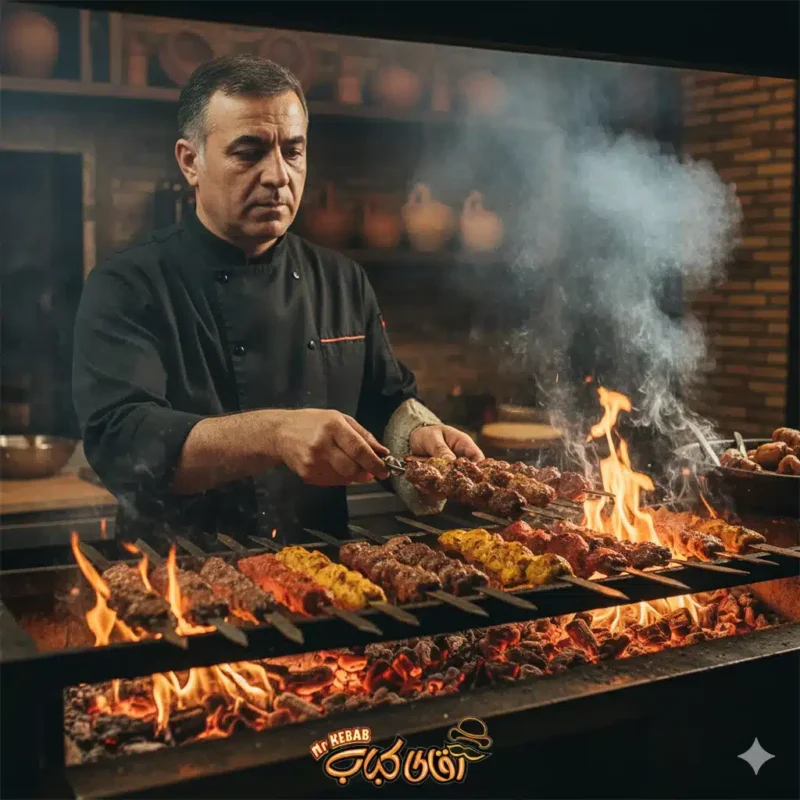 هنر کبابی کردن بهترین رستوران محلی لاهیجان